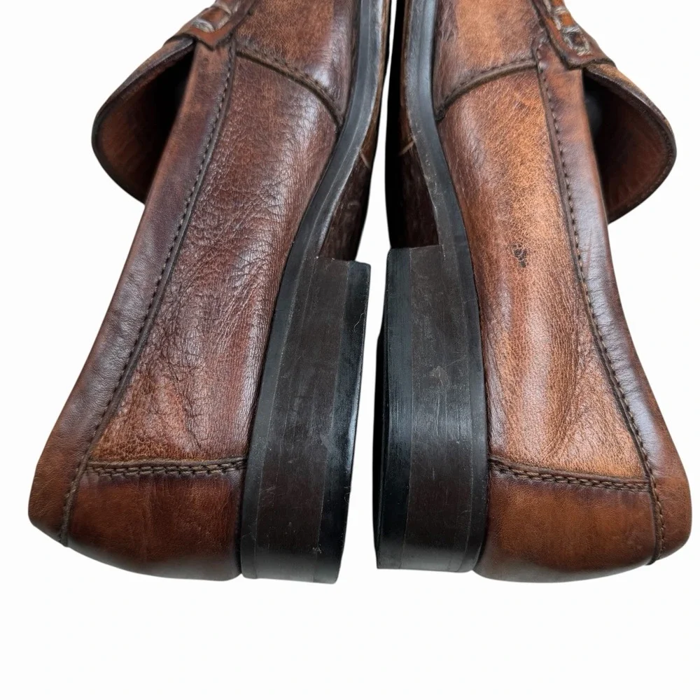 Franco Cuadra Shoes Mens Size 27.5 Brown Leather Loafers Slip‎ On Shoes